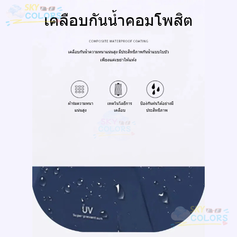 Sky ร่มกันยูวี Umbrella กันฝน ขนาดพกพา พับ 3 ตอน คุณภาพดี ราคา ถูกที่สุด ดีลบีเคเค แกลเลอรีภาพที่ 6