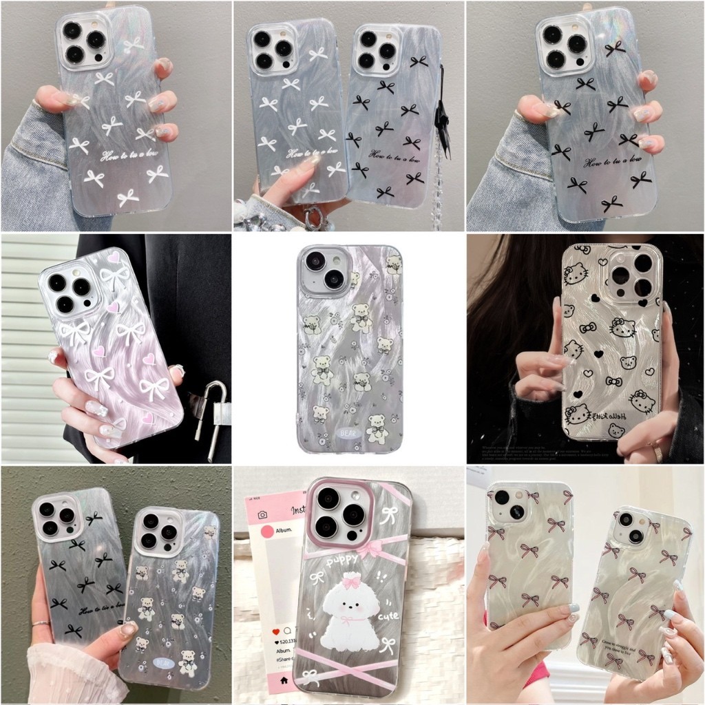 [CS] (2) RIBBON MOTIF CASE IPHONE 11 12 13 14 15 16 PRO MAX 14 15 PLUS