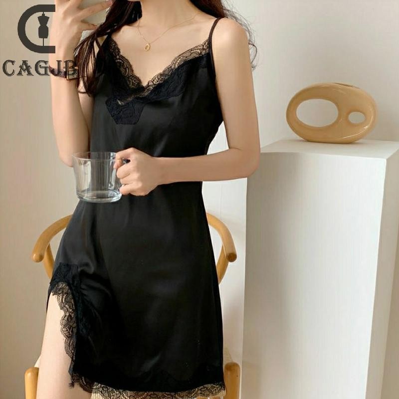 [SSNE] Summer Home Leisure V คอลูกไม้เซ็กซี่ Slit Suspender Nightdress สําหรับผู้หญิง UOM