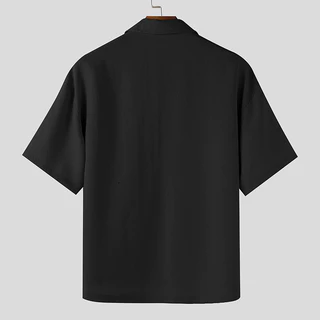 ไม่แน่นอน เสื้อเชิ้ตฤดูร้อนปักลายพิมพ์ลายสําหรับผู้ชาย