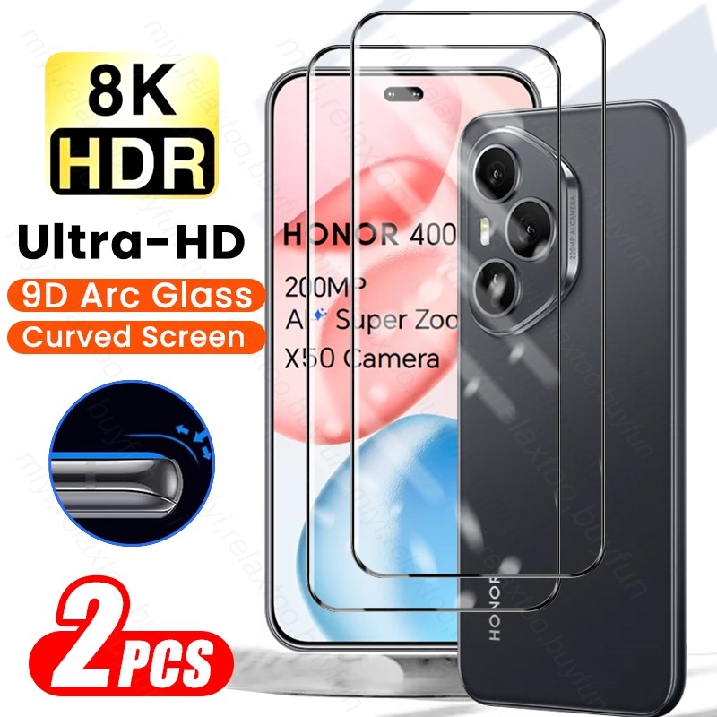 2 ชิ้นป้องกันกระจกสําหรับ Honor 400 Pro 5G 9D หน้าจอโค้ง Protector บน Honor400Pro Honor400 ฟิล์มนิรภ