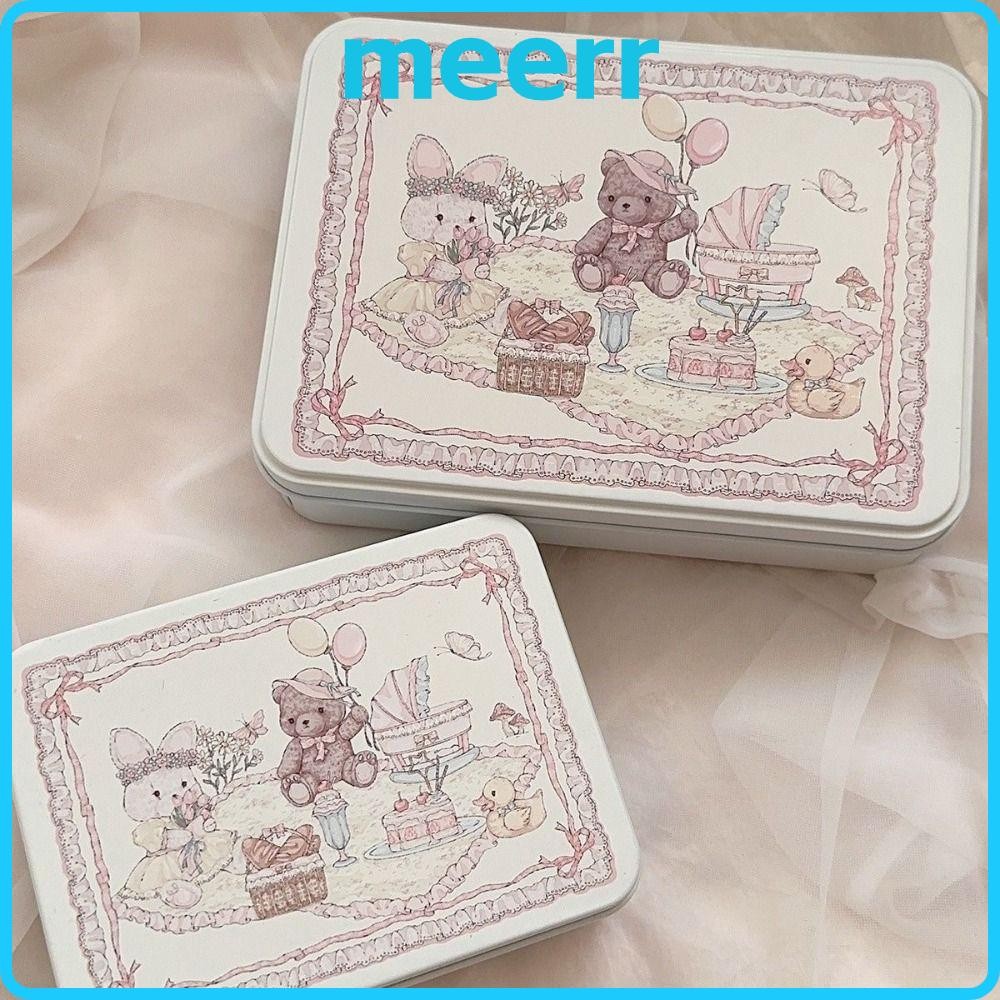 GERR กล่องเหล็กเก็บของ,การ์ตูนKpop Photocardsสติกเกอร์เทปกล่องเก็บ,ความจุขนาดใหญ่เครื่องเขียนโรงเรียนกล่องการ์ดขนาดเล็กสก์ท็อปการจัดเก็บ
