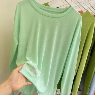 77UNI เสื้อคลุมกันแดด เสื้อยืดแขนยาว กันแดด ซีทรูแขนยาวผู้หญิง TShirt 019 เสื้อซีทรู เสื้อยืดแขนยาว ผ้าบางใส่สบายไม่ร้อน