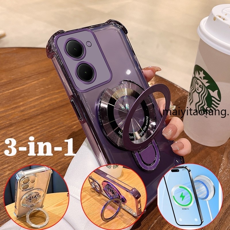 [3 in 1]เคสสําหรับVIVO Y36 4G y36 5G vivo y27s Y78 Y76 Y77 5G y72 กันกระแทก 3D Uผู้ถือใหม่ความงาม 360° Clear Thin พร้อมตัวยึด SJXMSZJ01 - รูปที่ 4