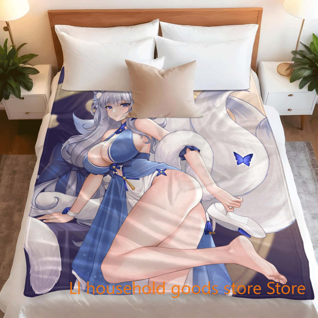 เกม Azur Lane Shinano ผ้าห่ม Flannel Warm Throw ผ้าห่มสําหรับผ้าปูที่นอนที่นอนผ้าคลุมเตียง