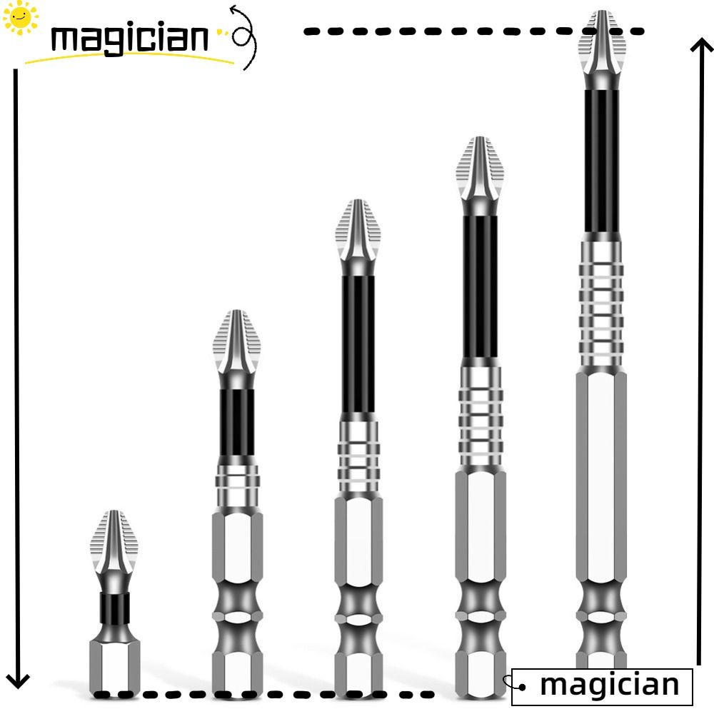 MAGICIAN ไขควงกระแทกบิต, K5 ลื่นแม่เหล็กที่แข็งแกร่งไดร์เวอร์บิต, แบบพกพา S2 โลหะผสมทนต่อแรงกระแทก Hex Shank ไขควงไฟฟ้าบิต