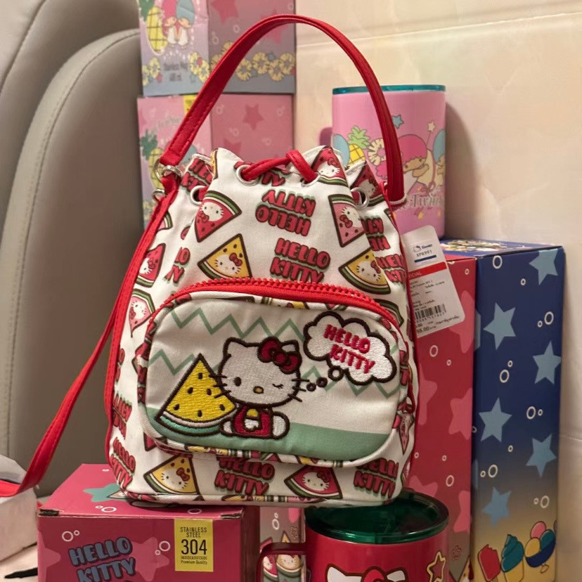 Thai kitty Summer Coin Purse Retro Watermelon KT Small Bag Mobile Phone Bag hello Storage Bag กระเป๋