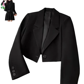 เสื้อแจ็คเก็ตสูทสํานักงานทํางานสําหรับผู้หญิงเสื้อโค้ททรงหลวมสไตล์อังกฤษ