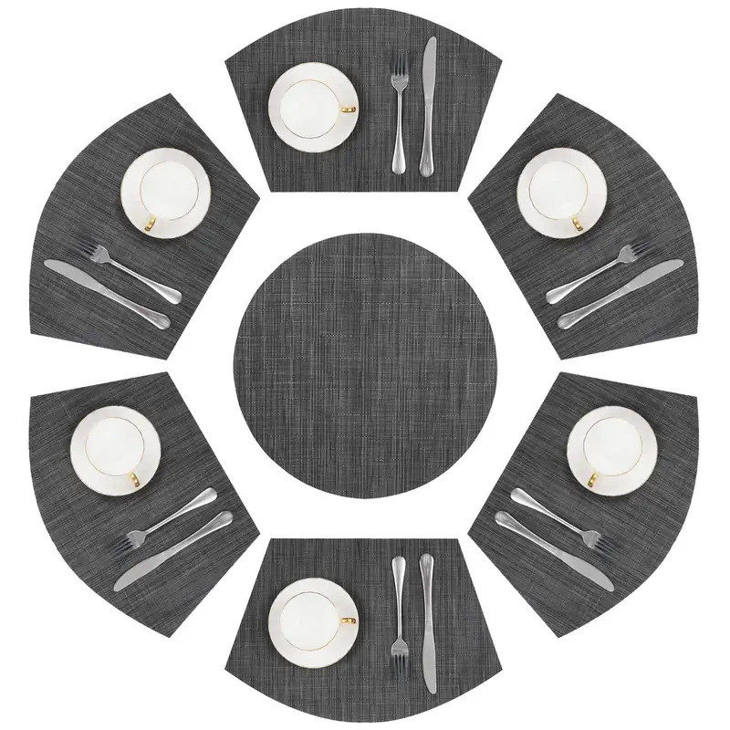 Large Size Wedge Table Placemats, Heat Resistant, Round Table Mats, Wipe Clean, Dining Table Placema