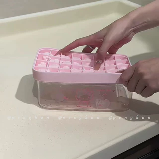 กด HelloKitty ถาดน้ําแข็งแม่พิมพ์ทําซิลิโคนเกรดอาหาร Ice Cube กล่องเก็บน้ําแข็ง ไอศกรีมโฮมเมด Jelly Household
