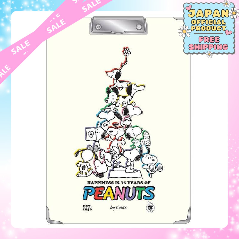 Snoopy Clipboard A4 Size A4 PEANUTS 75th Anniversary Block｜Japan Official