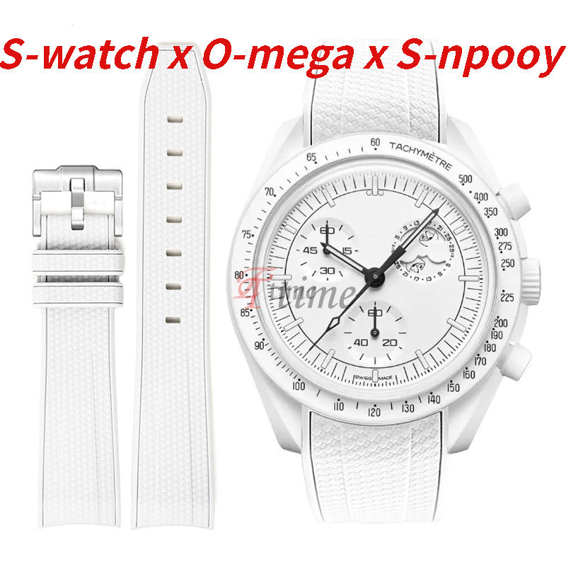 Curve 20 มม.สําหรับนาฬิกา Omega Speedmaster สายซิลิโคน S-watch Collaboration Omega Snoopy สร้อยข้อมือข้อมือแบบถัก