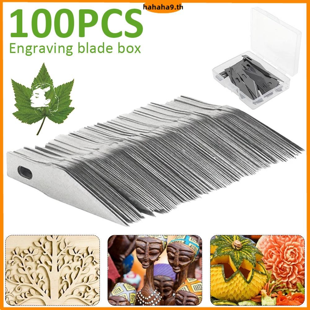 100ชิ้นหัตถกรรมใบมีดเหล็กคาร์บอนสูงศิลปะใบมีดตัดเครื่องมือที่มีกรณีการจัดเก็บสําหรับงานอดิเรกสมุดลายฉลุ ร้านค้า8992