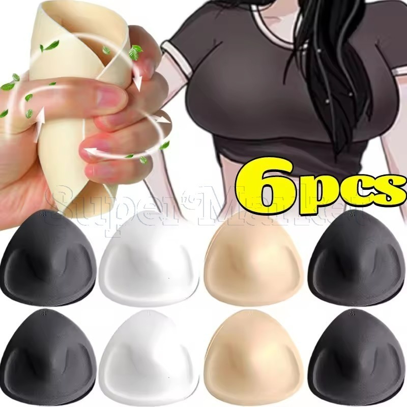 2/6 ชิ้นที่ถอดออกได้ Push Up Bra Pads - หน้าอกใส่แผ่นโฟม - ผู้หญิงชุดชั้นในที่มองไม่เห็น - Breast Lift Breathable ฟองน้ําเบาะ - Breast Enhancers หน้าอกถ้วยแผ่น - Bra ใส่