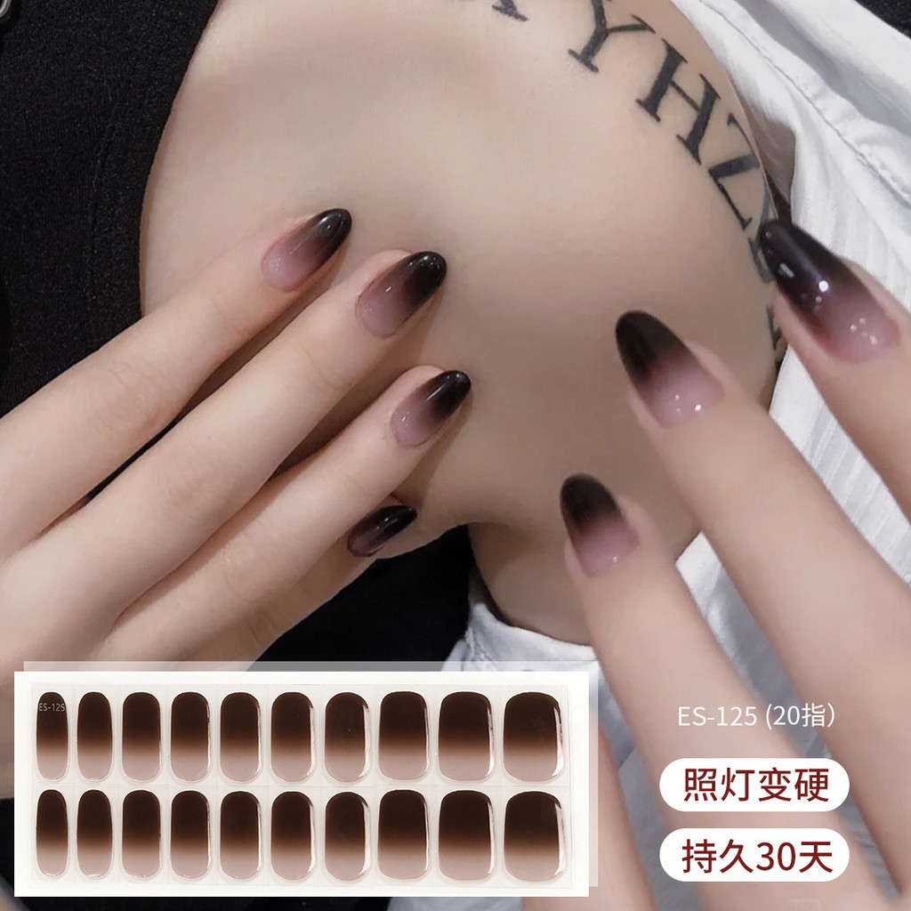 20Tips Semi-cured เจลสติกเกอร์เล็บ UV โคมไฟ คลุมเล็บเจล Wraps แต่งเล็บ กดบนเล็บ Decal UV เจล ES101-200