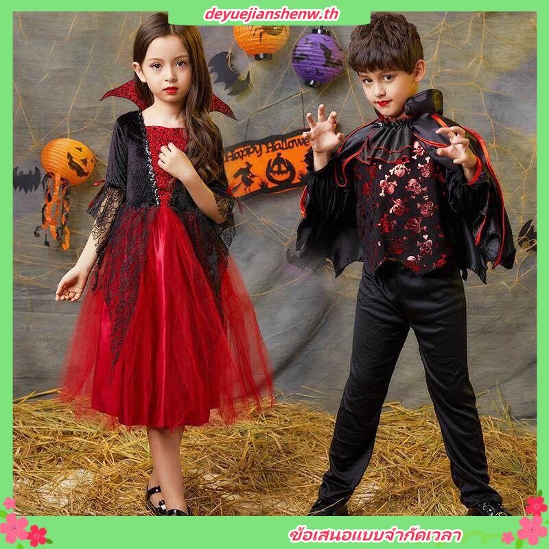 pj mask ชุดมาสคอต เครื่องแต่งกายเด็กฮาโลวีนเด็กผู้ชายสวมหน้ากากชุดคอสเพลย์แม่มดแวมไพร์แสดงผู้ผลิต