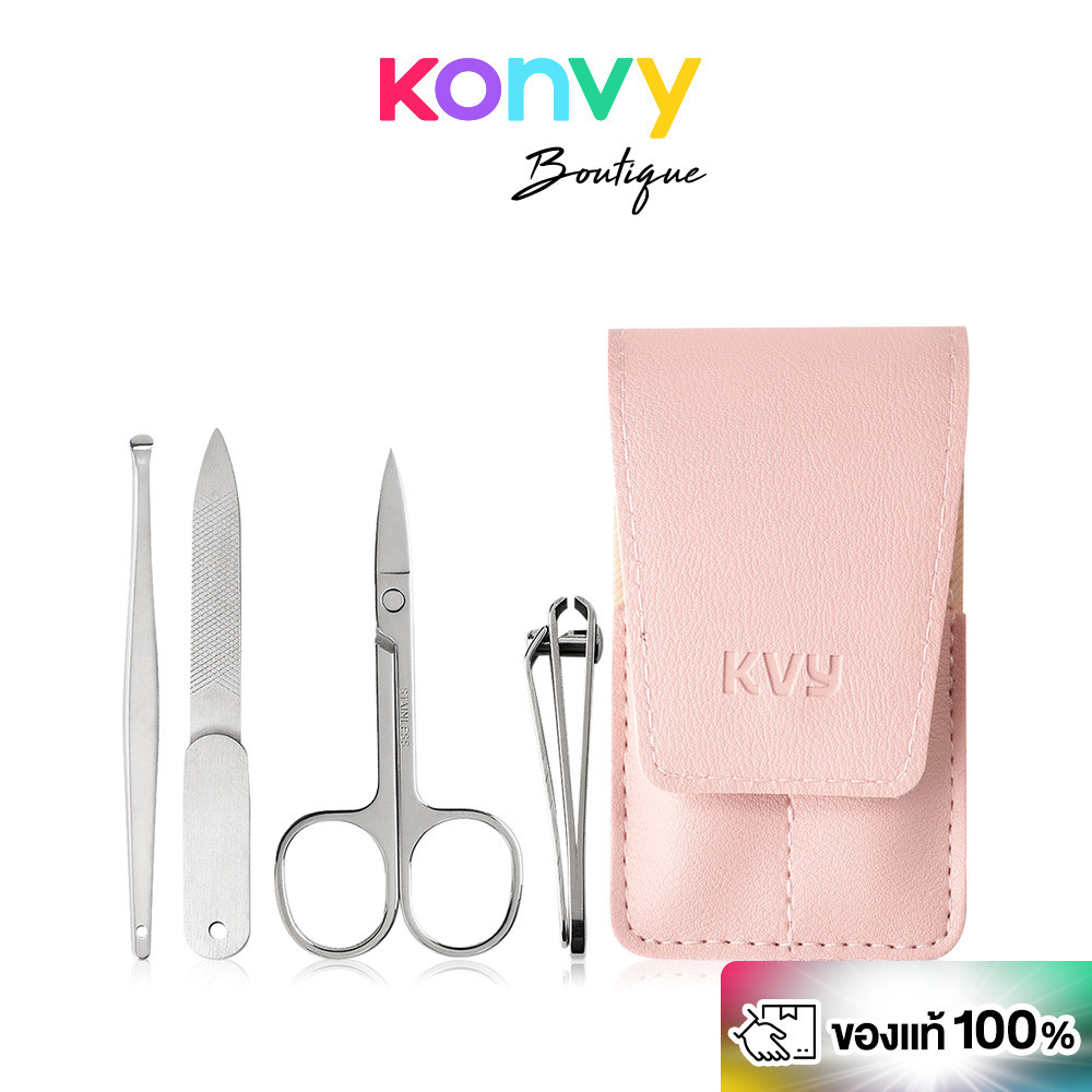 KVY Stainless Steel Manicure Set 4pcs เควีวาย เซทอุปกรณ์ตัดแต่งเล็บ 4ชิ้น.
