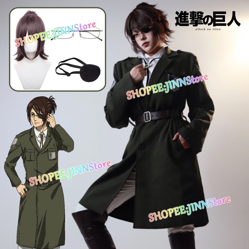 -JINN-HANGE คอสเพลย์เครื่องแต่งกายวิกผมเครื่องแบบอะนิเมะ ATTACK ON TITAN LEVI EREN MIKASA คอสเพลย์เครื่องแต่งกายการ์ตูน Con ชุด