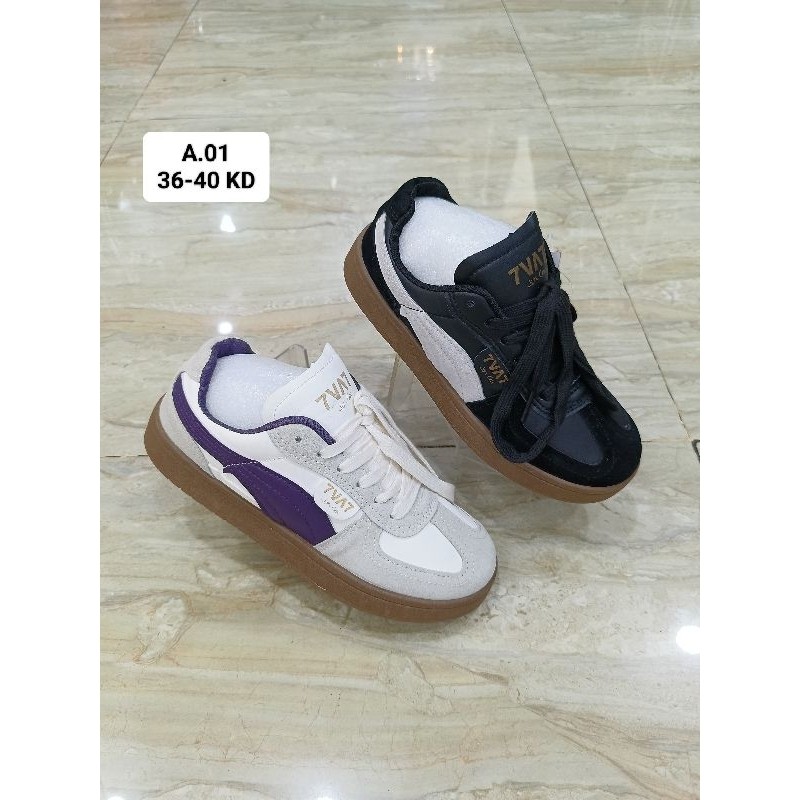 H1 Unique Womens Wedge Sneakers Stripe Krisbow Black White Cream R2