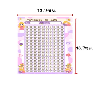 [20เลิฟเว่อร์] สติกเกอร์ตารางออมเงิน มีให้เลือกถึง11แบบ
