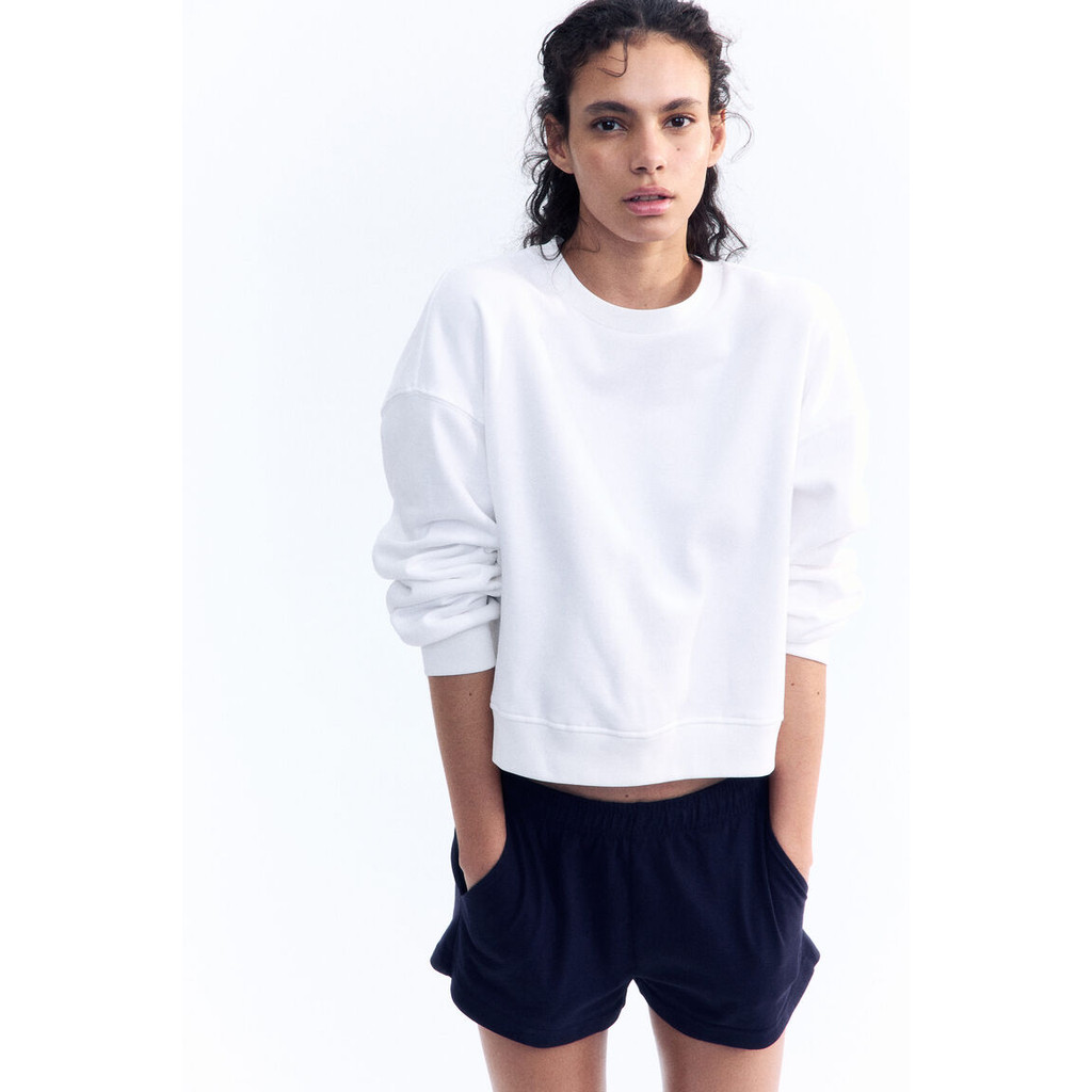 H&M(เอชแอนด์เอ็ม) กางเกงขาสั้นผ้าคอตตอนแบบดึงสวม ผู้หญิง 1272566_1