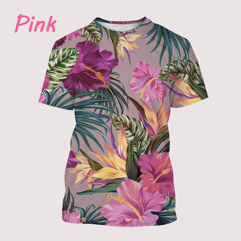 เสื้อลายแขนสั้นผู้ชาย ลายพิมพ์ดอกไม้น่ารัก เสื้อยืดสำหรับใส่ลำลอง thumbnail 3