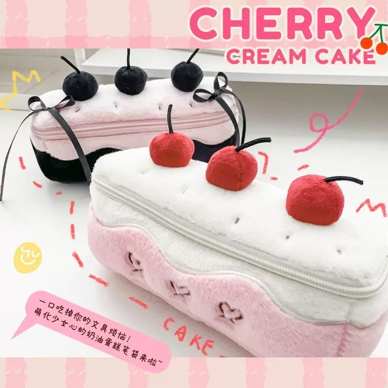 กล่องดินสอความจุขนาดใหญ่ กล่องดินสอเค้กเชอร์รี่ กล่องดินสอน่ารัก กล่องเครื่องเขียนที่ละเอียดอ่อน กระเป๋าเครื่องสําอาง รางวัลของขวัญ อุปกรณ์สํา