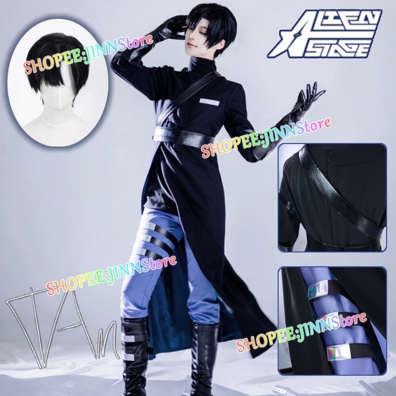 -JINN-ALIEN Stage IVAN คอสเพลย์เครื่องแต่งกายสีดําพรุ่งนี้เครื่องแบบและวิกผม Idol Stage Dress Up ชุด