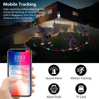 ฟรกล้องวงจรปิด CCTV V380 Pro กันน้ำกลางแจ้ง เชื่อมต่อโทรศัพท์ กล้องวงจรปิดระยะไกล HD Dual Lens 4 ไฟสว่าง