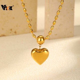 VNOX วีน็อกซ์ สร้อยคอลูกปัดรูปหัวใจกลวงอินเทรนด์สําหรับผู้หญ…