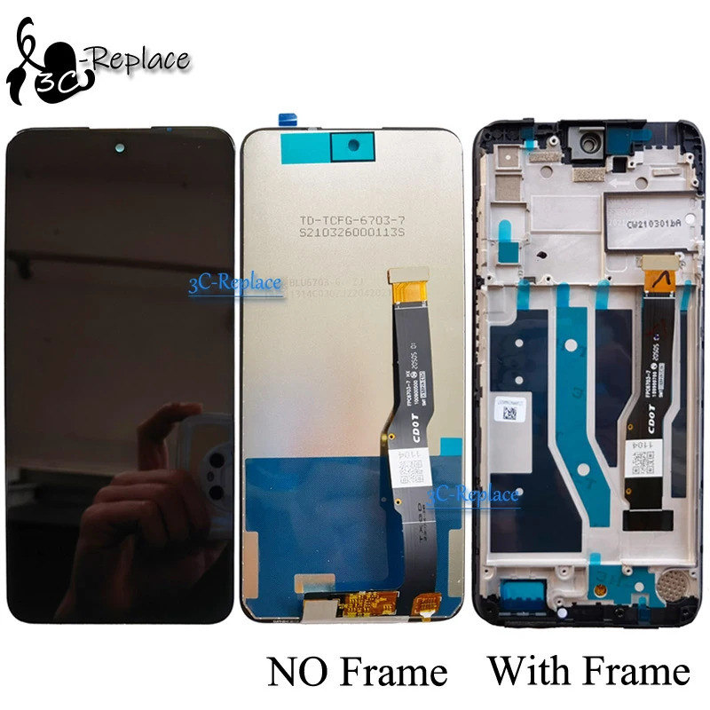 สีดํา 6.67 นิ้วสําหรับ TCL 20S T773 T7730 T773O จอแสดงผล LCD Touch Screen Digitizer Assembly แผงเปลี