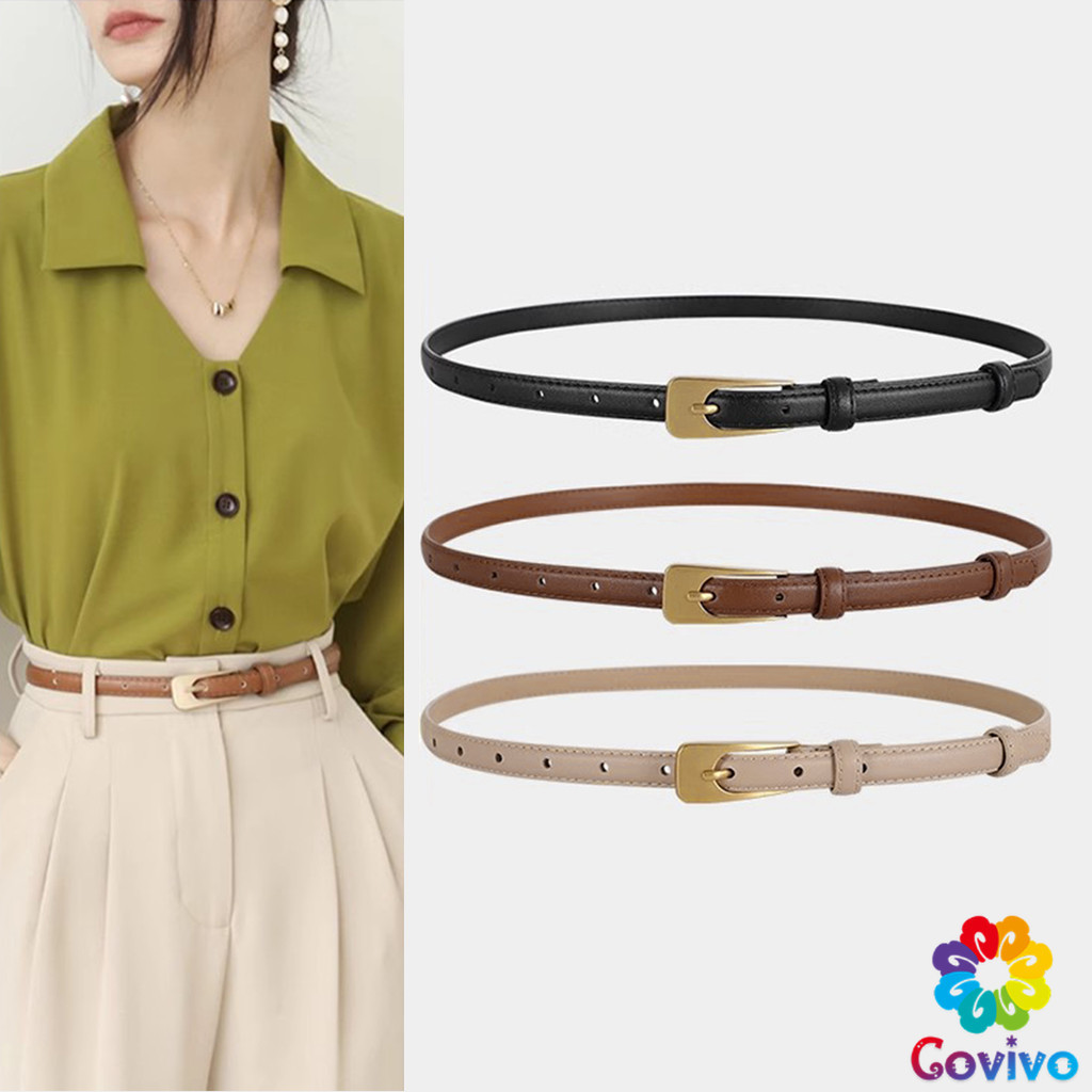 Covivo เข็มขัด​ผู้หญิง เข็มขัดแฟชั่น หนัง PU สำหรับผู้หญิง แนววินเทจ เข็มขัด Belt