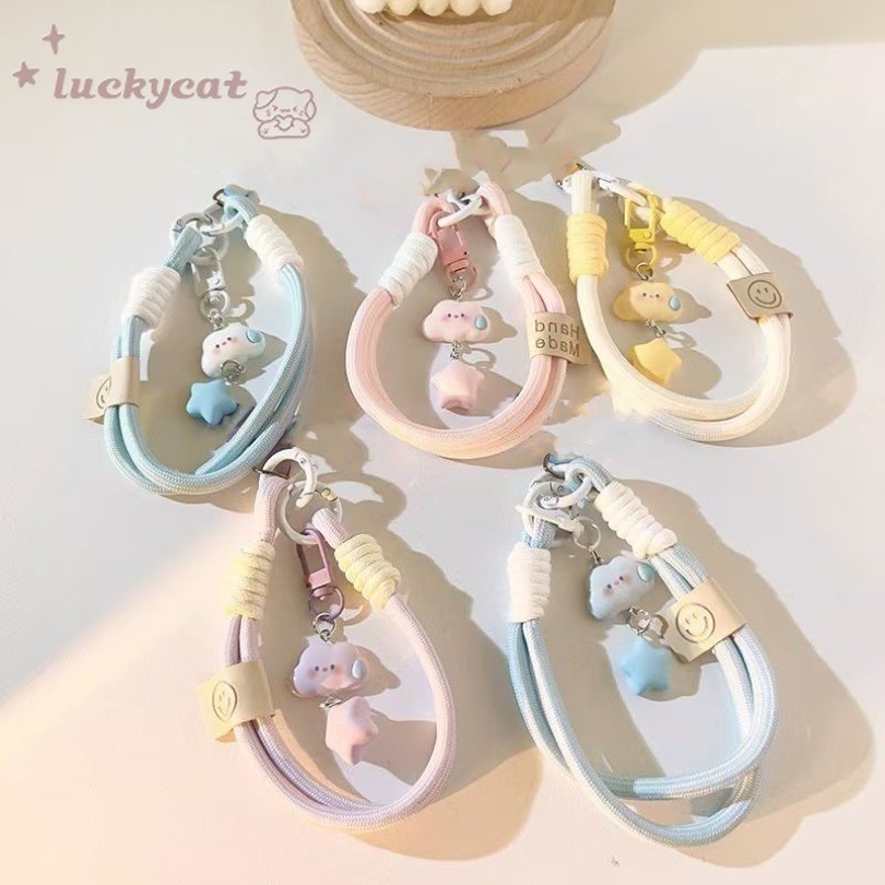 Ins น่ารักสีสัน Sweating Clouds ดาวโทรศัพท์แหวนโทรศัพท์ Lanyard Key Lanyard ป้องกันอุปกรณ์เสริมโทรศัพท์