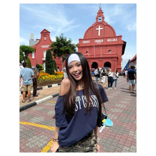 GAVELLA พร้อมส่งจากกทม เสื้อยืดผู้หญิง เสื้อยืดวินเทจ 🌸 เสื้อปาดไหล่ เสือใส่สบาย ทรงหลวม
