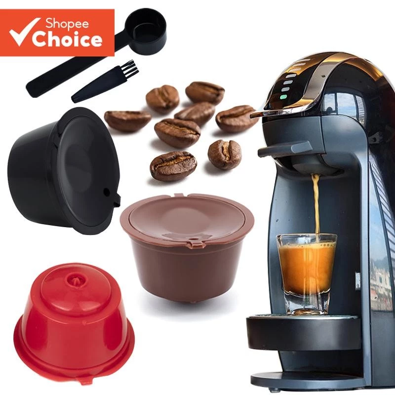 แคปซูลกรองกาแฟ พร้อมช้อน ใช้ซ้ําได้ สําหรับ Nespresso Dolce Gusto 3 ชิ้น