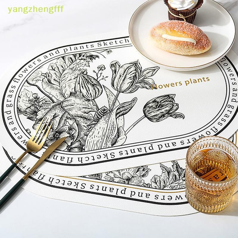 [yangzhengfff] แผ่นรองจานหนังรูปไข่กันน้ํามันตารางเสื่อบ้านรับประทานอาหารโต๊ะครัว แผ่นรองจาน ออกแบบรับประทานอาหารกันน้ําทนความร้อนตกแต่งบ้าน [ใหม่]