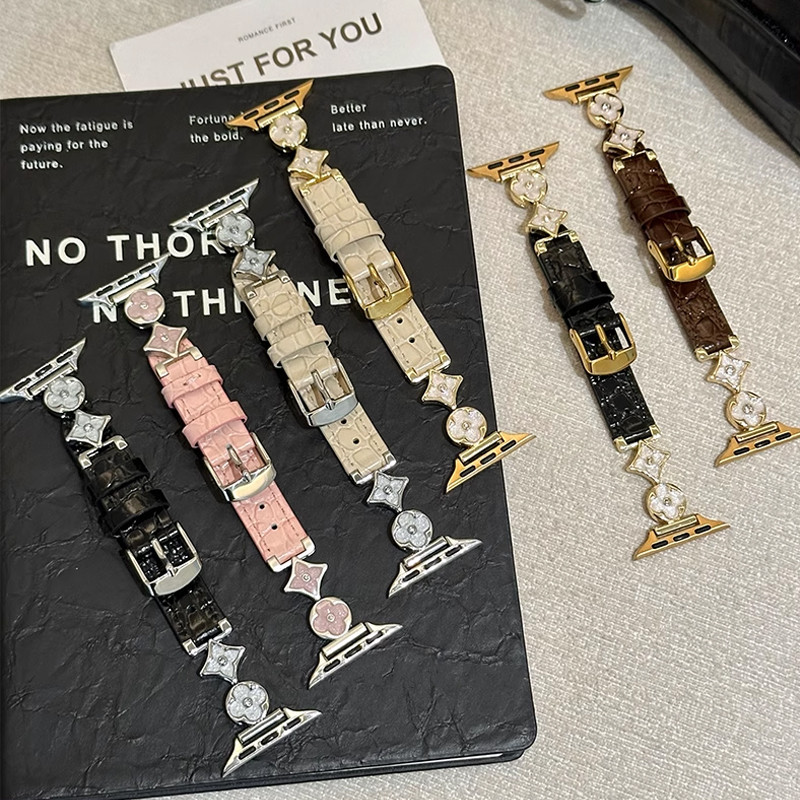 NiSTAR กลีบโลหะ + สายรัดข้อมือหนังจระเข้สําหรับ Apple watch Ultra 2 S10 9 8 7 6 SE 5 4 3 2 1,ใหม่แฟชั่นSmart WatchสําหรับIWatch 49 มม.46 มม.45 มม.44 มม.42 มม.41 มม.40 มม.38 มม.