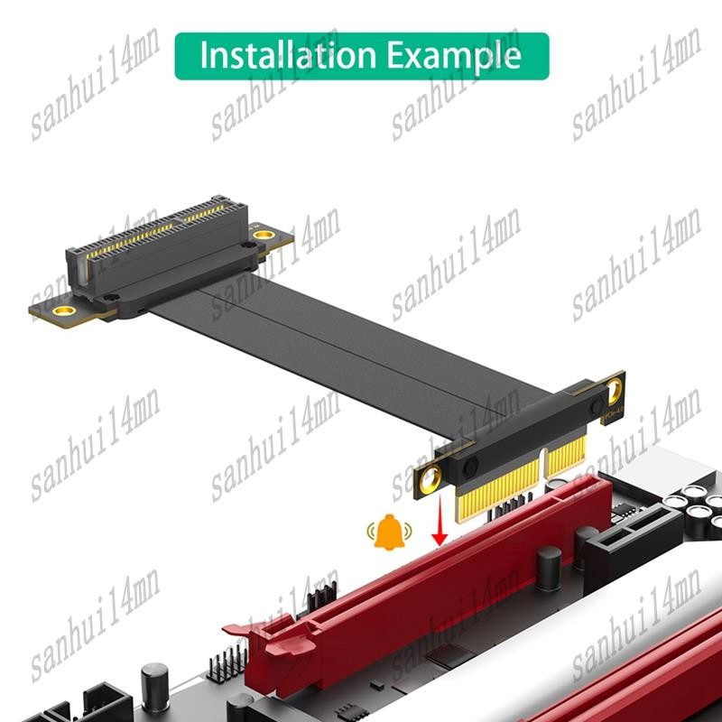 PCI-E PCI Express 4.0 4X Extension Cable (ทิศทางแนวตั้งคู่ 90 องศา) ราคา ถูกที่สุด ดีลบีเคเค แกลเลอรีภาพที่ 4