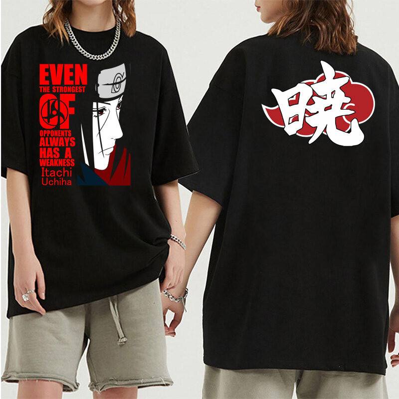[ส่งสินค้า  เร็ว] Naruto Uchiha Itachi T-shirt Printed Japanese style top Harajuku style loose top A