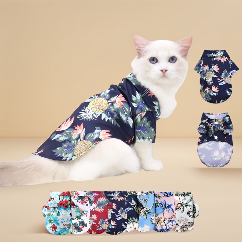 เสื้อหมา ชุดน้องหมา เสื้อลูกหมา สไตล์ฮาวาย ทันสมัยและหล่อเหลา ป้องกันขนร่วง  XS-2XL