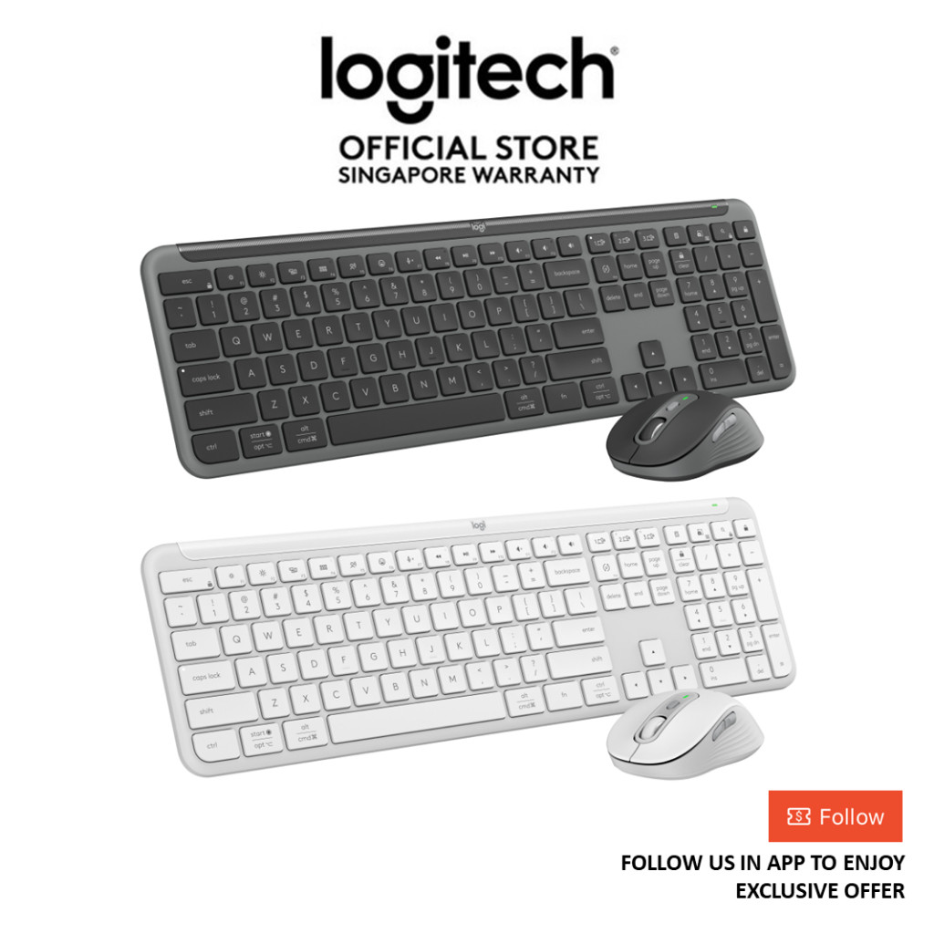 Logitech MK950 Signature Slim Keyboard and Mouse Combo LaptopStyle Printing Super Fast Scrolling Mul