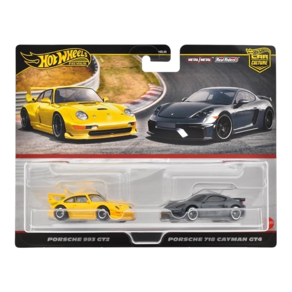 Hot Wheels Premium Car Culture 2 Pack Porsche 993 GT2/ Porsche 718 Cayman GT4 HRR82