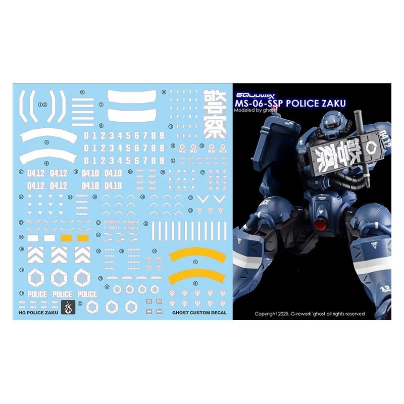 YAN HG 1/144 GQuuux Police Zaku Water สไลด์รูปลอก Fluo Type YANHG112