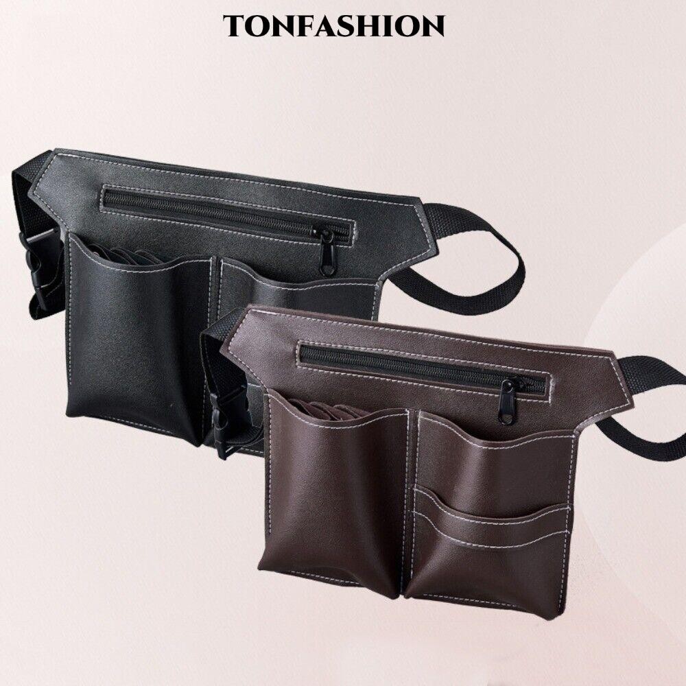 TONFASHION กระเป๋ากรรไกรตัดผม, หนัง Pu กระเป๋าทําผมแบบถอดได้, ผู้ชาย Hipster Salon Belt กระเป๋าคาดเอ
