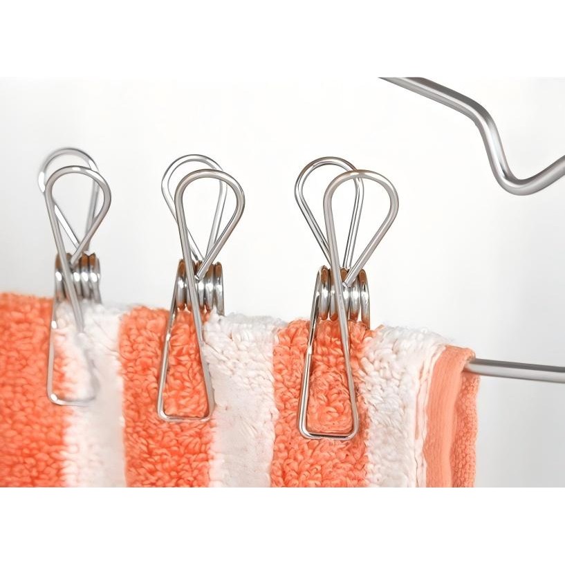 MENGTING ไม้แขวนเสื้อคลิป กันลม คลิปสแตนเลส ไม้หนีบผ้า ถุงเท้าคลิปแขวนคงที่อบแห้งผ้านวมคลิปสายคลิป [20 ชิ้น] - รูปที่ 4