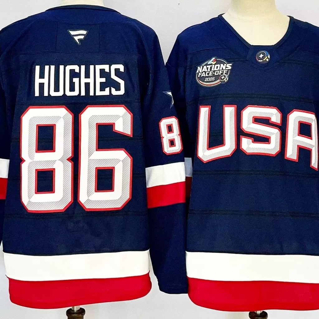 Jersey 7TKAKUKNHL86HUGHES Hockey Jersey USA21LARKIN ปักทีมอเมริกันโอลิมปิก TNWW