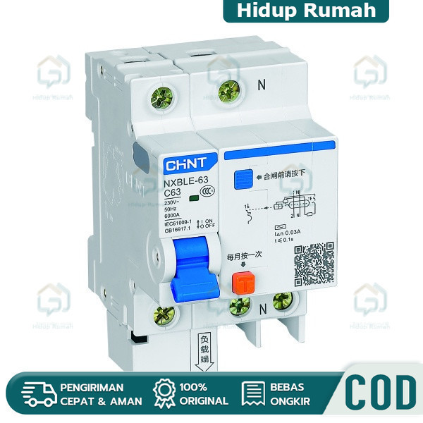 RCBO ELCB + MCB NXBLE-32 NXBLE-63 1P+N 6kA 6A-32A, Earth Leakage Circuit Breaker (ELCB) เหมาะสําหรับ