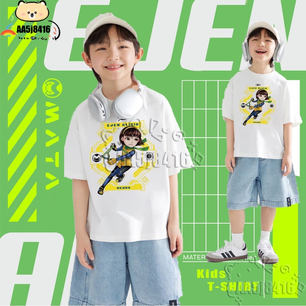 Ejen Ali การ์ตูน TShirt Alicia พิมพ์ TShirt สําหรับเด็กผ้าฝ้ายเสื้อยืดขนาด [100-150 ซม.]