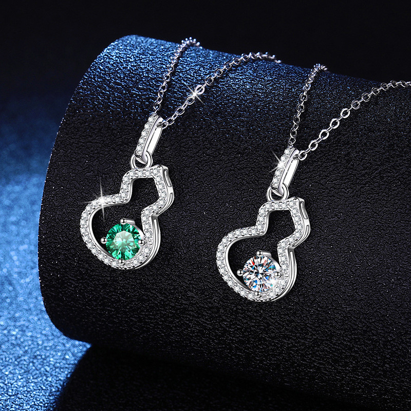 S925 เงินสเตอร์ลิง 0.5ct D-Color Classic Gourd Shape Moissanite Collar สร้อยคอสําหรับผู้หญิง