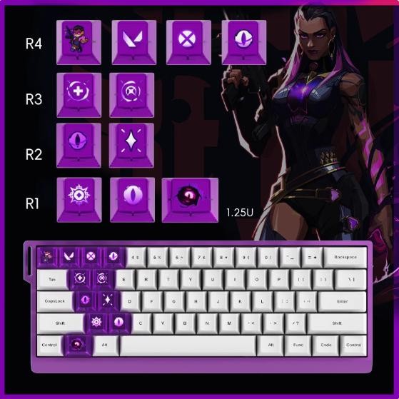Infinity Keycaps Valorant Reyna OEM Profile Polyคาร์บอเนต / PC Accent Keycap 11 คีย์